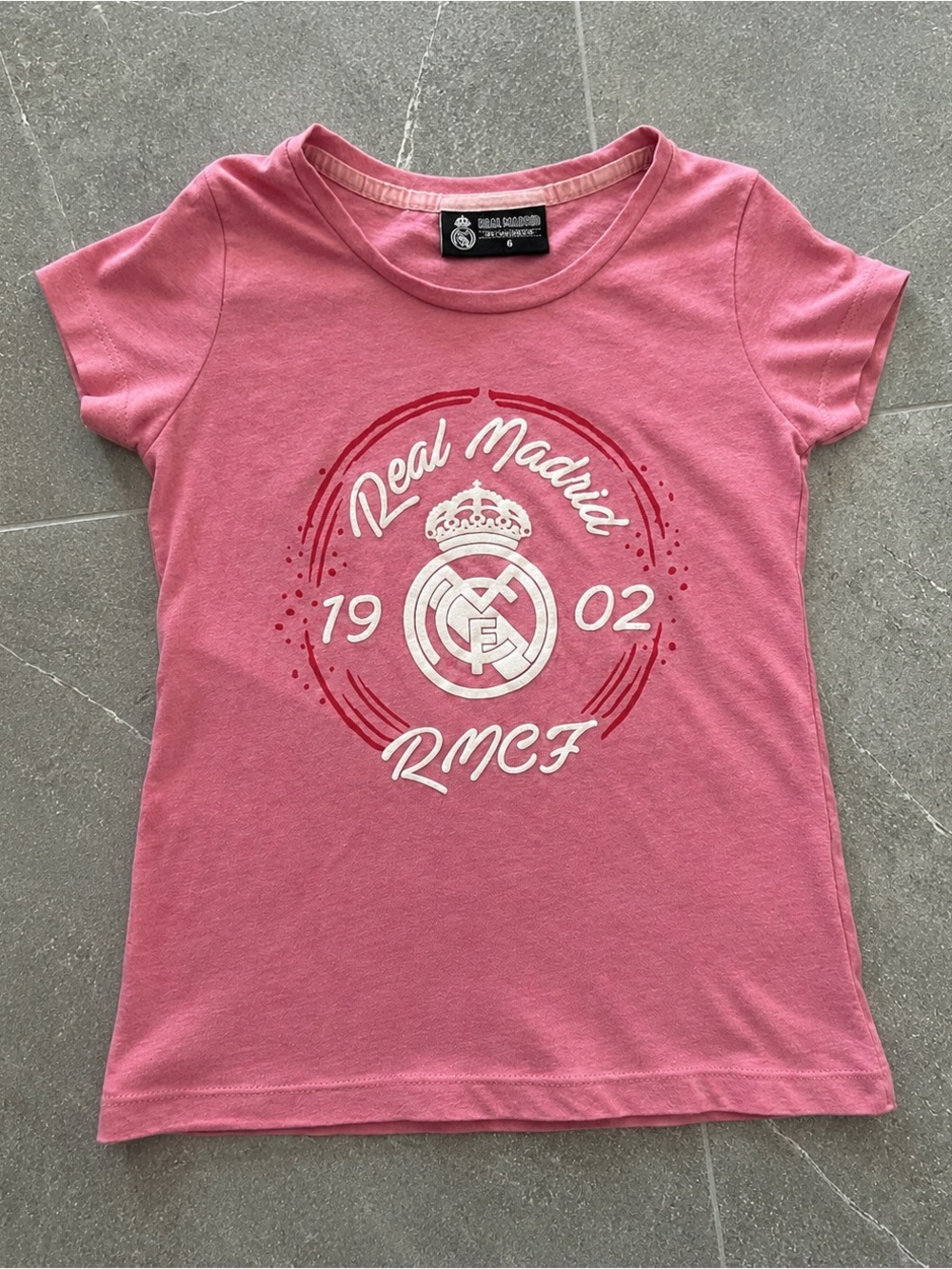 Real Madrid Girls Pink T-Shirt – Size 6